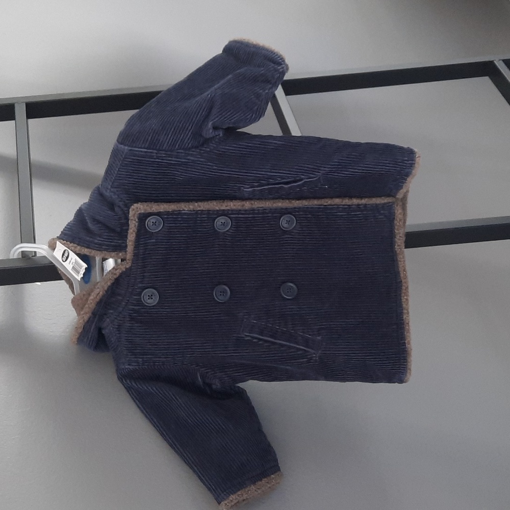 Blue Courdoroy Pea Coat with hood